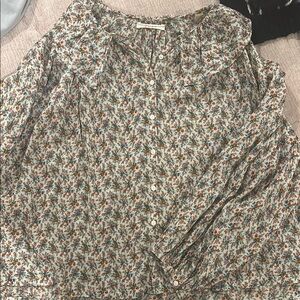 DOEN Floral Blouse w/ Peter Pan Collar and Ruffled Sleeves